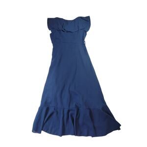 Shein Blue Wrap Around Style Sleeveless Ruffle Dress Women's Size L